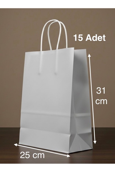 Silver Kraft Bag 25x31 Cm 15 Pieces Gift Bag , Gift Package , Kraft Paper Bag