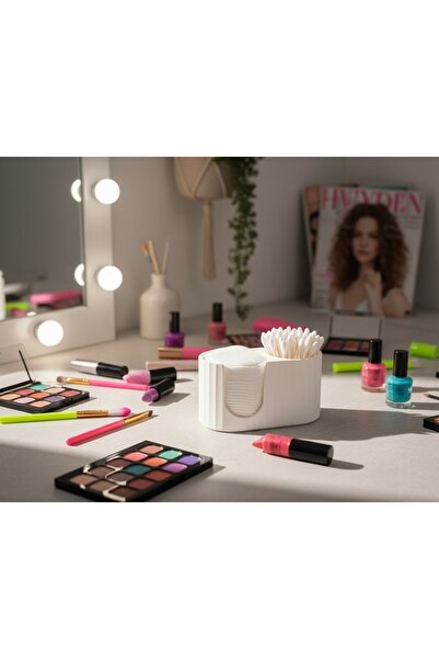 fotobaskıcım Bathroom Makeup Organizer Cotton Swab Holder Ear Swab Box Organi...