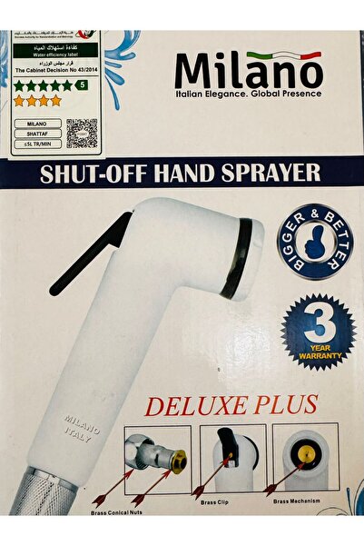 Generic بخاخ يدوي ميلانو شطاف أبيض فاخر بلس مع خاصية الإغلاق