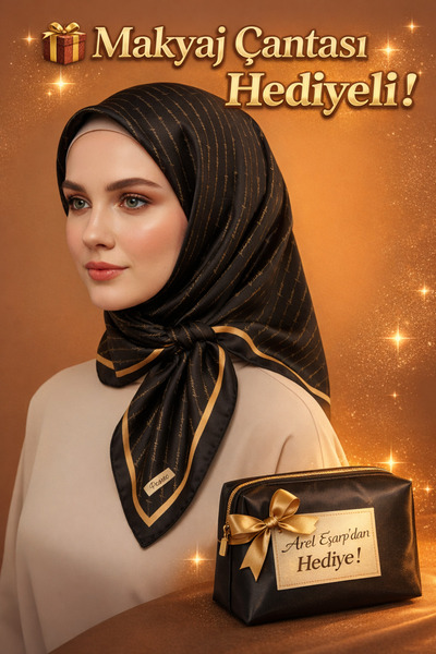 Picasso وشاح كريستالي أسود-برتقالي بمظهر حريري – تصميم أنيق من التويل 90×90