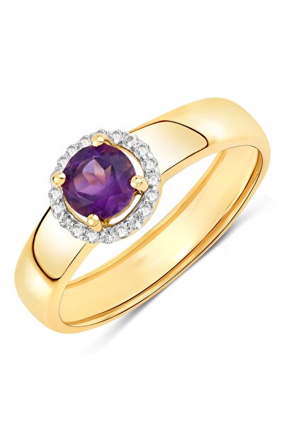 Rafaela Donata Edelsteinring Ring Sterling Silber gelbvergoldet Amethyst Topa...