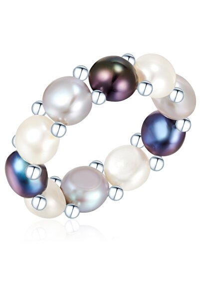 Valero Pearls Perlenring Ring Sterling Silber Süßwasser-Zuchtperle multicolor