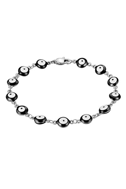 True Rebels Edelstahlarmband Armband Edelstahl Emaille schwarz