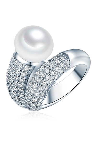 Valero Pearls Perlenring Ring Sterling Silber Süßwasser-Zuchtperle weiß Zirko...