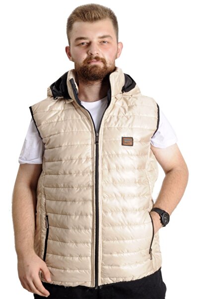 ModeXL Vestă pentru bărbați Mode Xl Plus Size Glugă matlasată 22600 Ecru