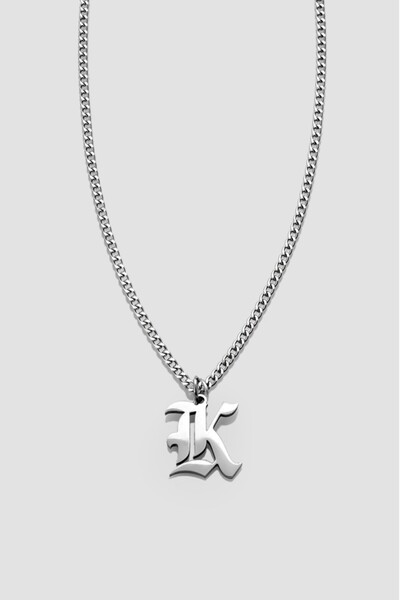 UKHWD SUPPLY 316L Çelik Gotik K Harf Kolye KA1107GM
