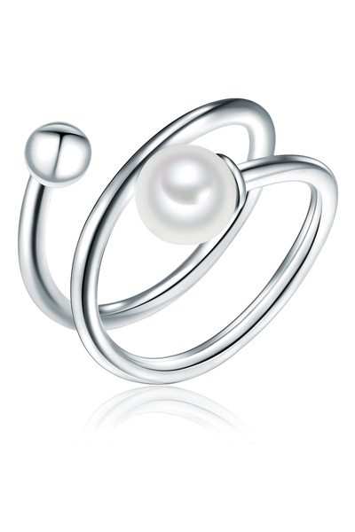Lulu & Jane Perlenring Ring Sterling Silber Süßwasser-Zuchtperle weiß