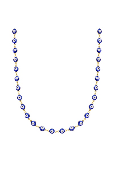 True Rebels Edelstahlhalskette Kette Edelstahl gelbgold Emaille blau