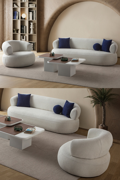 Eymense Roma Koltuk Takımı 3+1 Beyaz