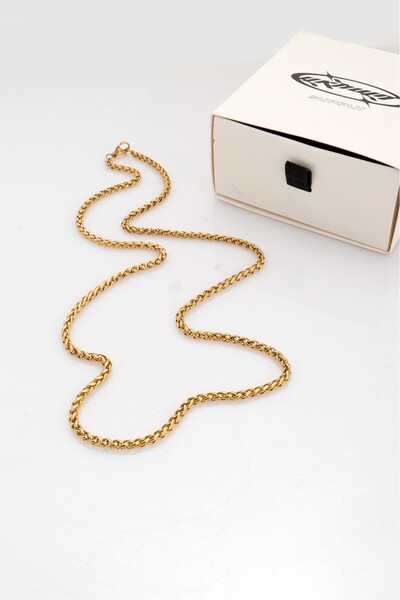 UKHWD SUPPLY قلادة سلسلة شبكية ذهبية من الفولاذ مقاس 3 مم × 55 سم