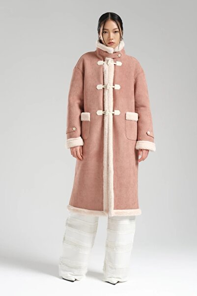 tw3 Palton lung premium pentru femei, cu interior de pluș și exterior din pie...