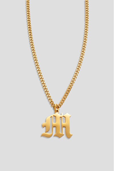 UKHWD SUPPLY 316L Çelik Gotik M Harf Kolye KA1109AL