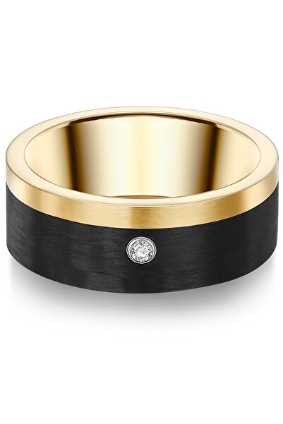 Trilani Edelstahlring Ring Edelstahl gelbgold Zirkonia weiß