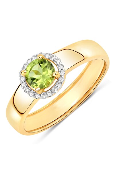 Rafaela Donata Edelsteinring Ring Sterling Silber gelbvergoldet Peridot grün ...