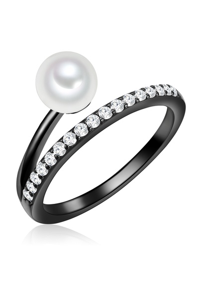 Valero Pearls Silberring Ring Sterling Silber schwarz Süßwasser-Zuchtperle we...