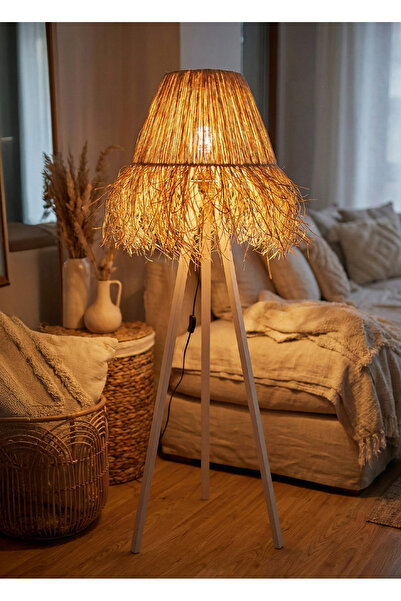 Maison Avf Bohem Hasır Rafya Lambader (tripod Ayak Beyaz)