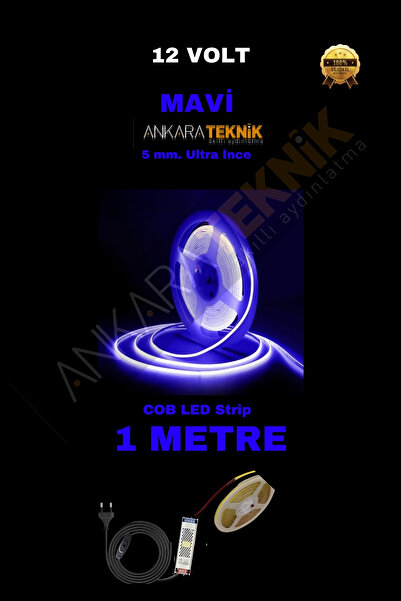 ankarateknik 5mm. Ultra İnce tak çalıştır 1 METRE COB Şerit Led/ Renk Seçiniz