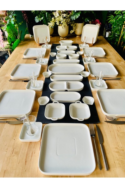 CASA DE BELLA Modern 40 Parça 6 Kişilik Porselen Kahvaltı Takımı
