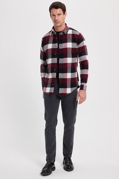 Tudors Men's Slim Fit slim fit checkered winter lumberjack shirt