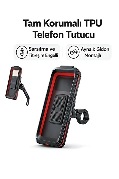 DEANB Su Geçirmez Motosiklet Ayna Gidon/Direksiyon Montajlı Telefon Tutucu Ti...