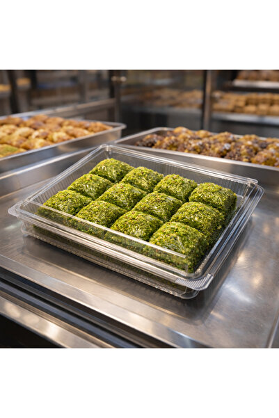 Ambalaj Evi حافظة بقلاوة بغطاء وعاء بقلاوة مانع للتسرب 1000 جرام 10 قطع