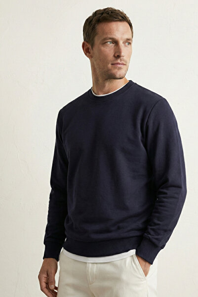 Elemge Hanorac din bumbac pentru bărbați, albastru bleumarin, la atingere moa...