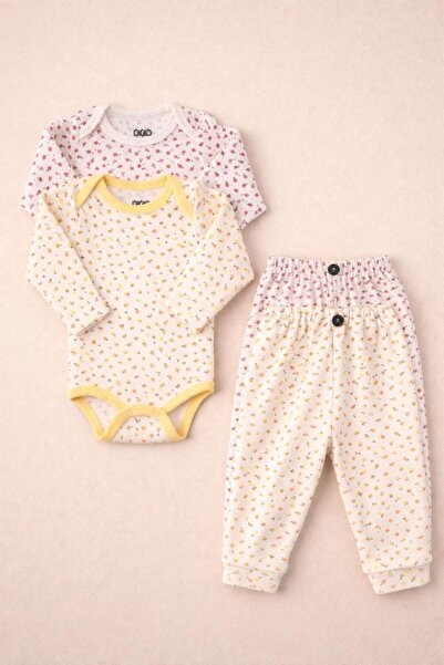 Baby Girl's 100% Cotton Stretchy Camisole Set with 4-Piece Floral Pattern