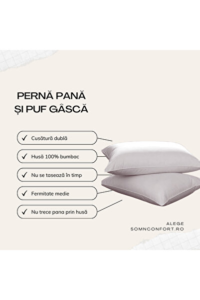 Coneltex Set 2 perne puf si pana de gasca 50x70