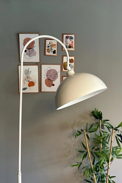 Bamyum Metal Beyaz Modern Lambader Hareketli Başlıklı E27