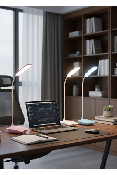 Raicon Katlanabilir LED Masa Lambası, Üç Seviyeli USB Şarjlı Dokunmatik Anaht...