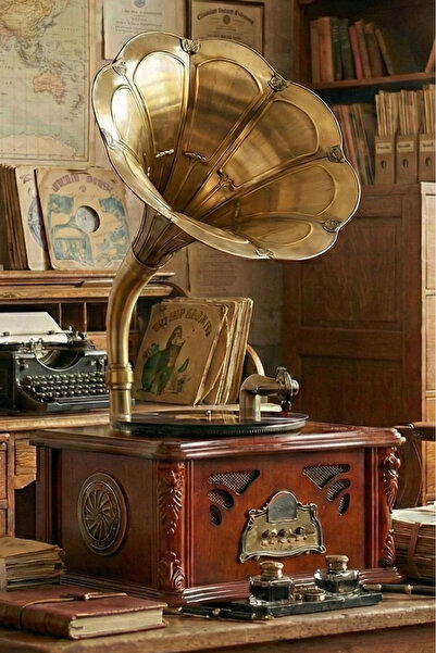 Midex GR-50 (2026 versiyon) Nostaljik Dev Gramofon Bluetooth USB Plak Çalar P...