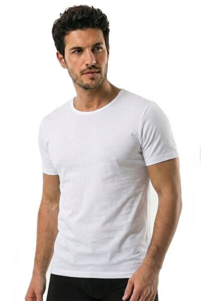 Öts Λευκό ανδρικό μπλουζάκι - 2 τμχ, Modal κλειστός γιακάς