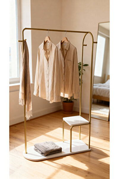 Fec Reklam Herkül Raflı Metal Ayaklı Askılık Raflı Ayaklı Elbise Askılığı Kon...