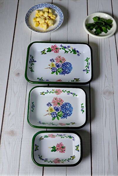 İnci Emaye 28-22-13 No Enamel Quadrilateral Plate Appetizer Breakfast Camping...