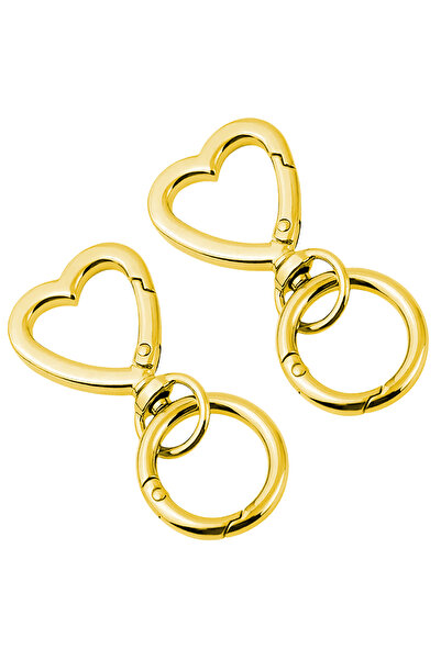 Choice مجموعتان ذهبيتان 2/6/15 مجموعة من مشابك مفاتيح على شكل قلب مع حلقات دا...