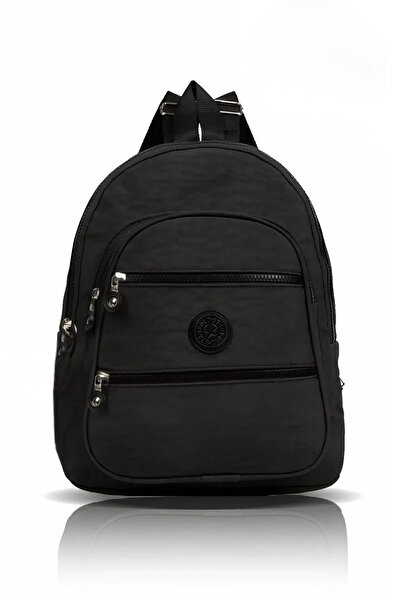 AVCA Crinkle Waterproof Fabric Unisex Black School Backpack Primary School - ...