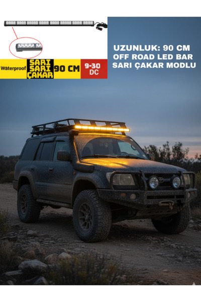 KAPOTO 90cm Off Road Led Projektör Çakar Işık Sarı-Sarı 9V 30V Araç Üstü LED Bar