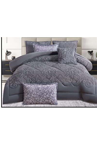 Roshen طقم مفرش 6 قطع نفرين شتوي حشوة مخمل ناعم مع فرو سادة ذو وجهين خامة مخم...