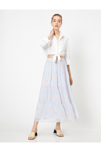 Koton Maxirock mit normaler Taille, gemustertem Rüschendetail