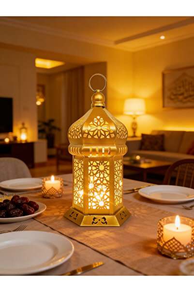 Yoawllty Ramadan Lights, Vintage Hollow Design Ramadan Lantern with LED Light...