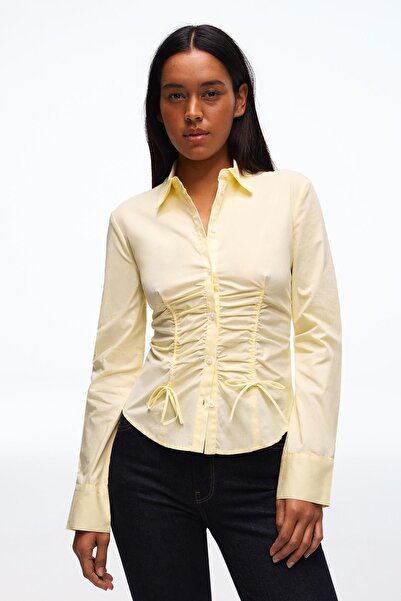 Bershka Büzgülü poplin gömlek