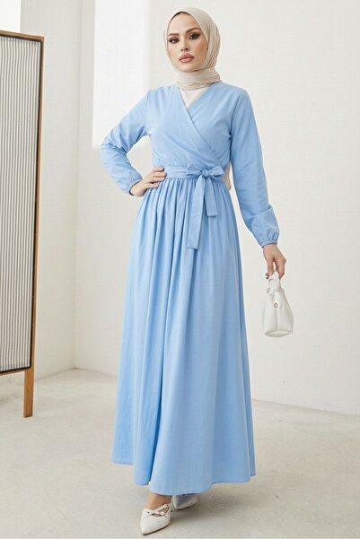 Bestenur Tie-Up Blouse Skirt Double Set 1465 - Baby Blue