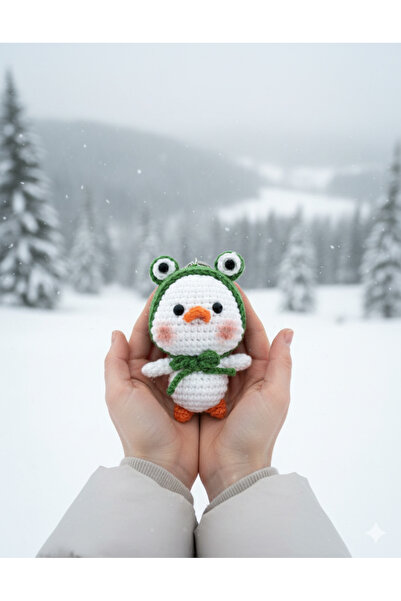 Luna Marissa Amigurimi Kurbağa Şapkalı Civciv Örgü Anahtarlık