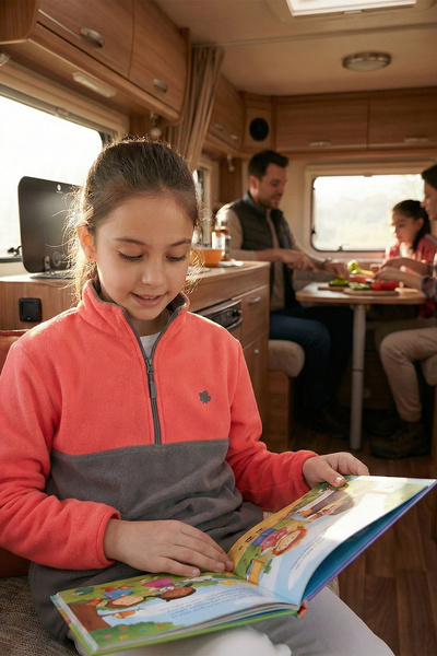 Lela Soft Textured Half Zipper Color Block Stand Collar Fleece Unisex Childre...