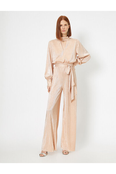 Koton Women's Pink Baglama Waist Jumpsuit 0YAK44474FK