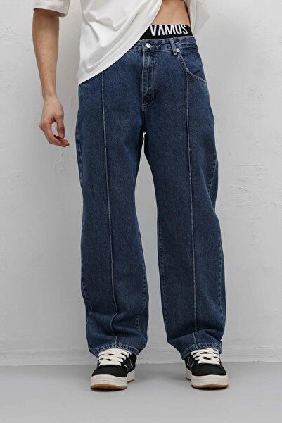 VAMOSCLO Dikiş Detaylı Relaxed Fit Jean Mavi