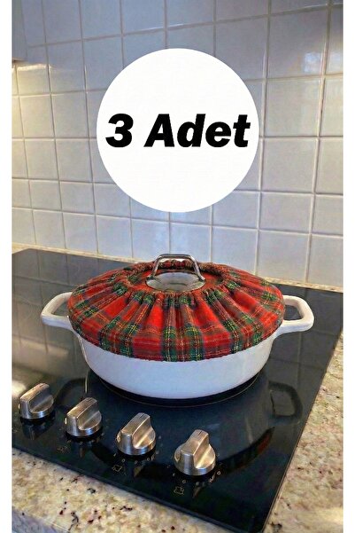 MiniStand İskoç Ekose Desenli Lastikli 3 Adet Pilav Demleme Bonesi Demlematik...