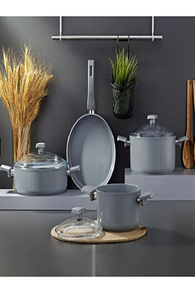 Bonera 7 Piece Titanium Atlas Pot and Pan Set - Gray