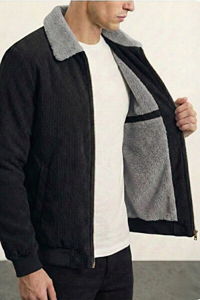 GENIUS STORE Men's Coat Plush Lined Shirt Collar Windproof Velvet Coat