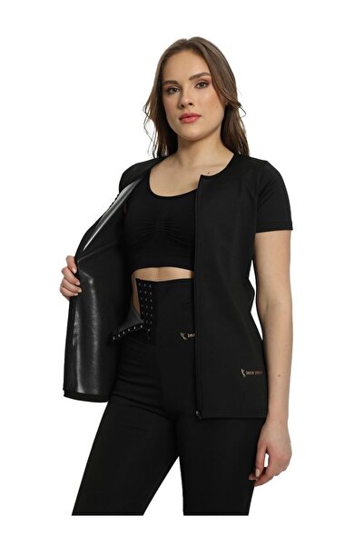 İNCEYAŞAM سروال ساونا حراري رفيع للغاية بخصر عالٍ وسحاب + طقم بادي بأكمام حرارية